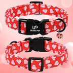 Valentine's Dog Collar, UP URARA PUP Pink Heart in Red Adjustable Pet Collar - Image 2