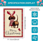 Merry Christmas Garden Flag Back View Dog Reindeer Antlers 28 x 40 Inch Double - Image 3