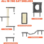 NUNU LAB Cat Wall Shelves Set, Scratching Post, Wall Shelves - Image 4