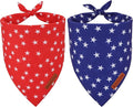 ADOGGYGO Star Dog Bandana 2 Pack, Reversible Red Blue Patriotic Pet Scarf Bib by ADOGGYGO