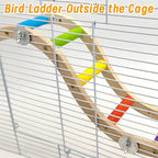 Hamiledyi Nature Wooden Bird Ladder Pet Parrots Climb Bridge Exercise Stands - Image 4