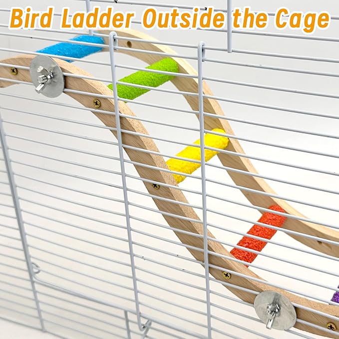 Hamiledyi Nature Wooden Bird Ladder Pet Parrots Climb Bridge Exercise Stands - Image 4