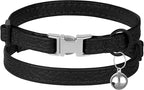 Leather Cat Collar with Buckle and Removable Bell - Image 2