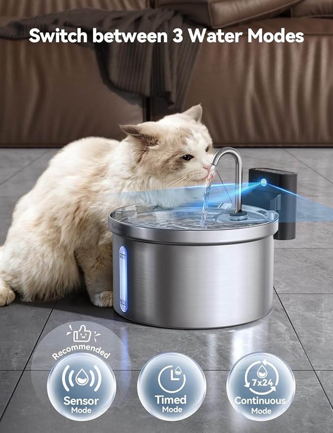 Wireless Cat Water Fountain Stainless Steel FEELNEEDY Smart Pet Water Fountain - Image 4