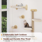 BYBYME 7Pcs Cat Wall Shelves, Solid Wood Indoor Cat Tree, Sturdy Wooden Wall - Image 6