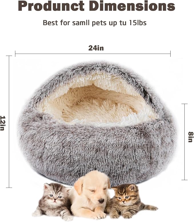 Cat Bed for Indoor Cats, Calming Cozy Cave - Image 2