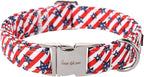 Unique style paws Independence Day Dog Collar Metal Buckle Striped Star Collar by Uniquestylepaws