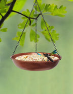 Hanging Birdbath Bird Feeder for Outdoor 11” Antique Copper Cute Small Metal - Image 3