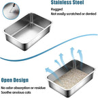 Stainless Steel Cat Litter Box, Metal High Sided Kitty Large Litter Box Pan - Image 4