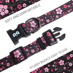 QQPETS Adjustable Soft Dog Collar: Print Flower Pink Multicolor Cute Patterns - Image 3