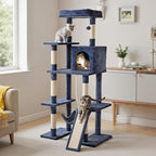 Large Cat Tree 63 Inch, Sisal Scratching Posts Board and Hammock, Pet Play House by Aidoly