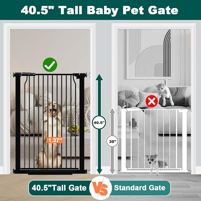 Fairy Baby 40.5" Extra Tall Baby Gate, 72.3"-76.7" Extra Wide Large Dog Pet - Image 3