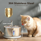 Battery Operated Cat Water Fountain Wireless, 4L/135oz Stainless Steel Pet - Image 4