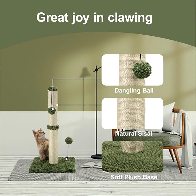 MECOOL Cat Scratching Post Premium Basics Kitten Scratcher Sisal Scratch Posts - Image 2