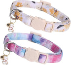 Elegant little tail 2 Pack Cat Collar- Sunflower Print Cotton Breakaway Cat by Elegantlittletail