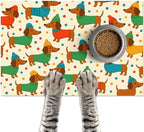 Cute Dachshund Dogs Pet Food Mat Spill-Proof Pet Feeding Mat by HOMETITUTE