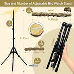 3-Layer 16-63 Inch Height Adjustable Bird Perch Pepper Wood Birds Training - Image 4