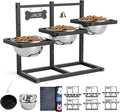 Elevated Dog Bowls for Large Dogs, 6 Height Adjustable Raised Stand by ADENGL