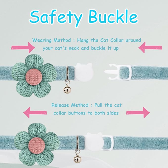 Breakaway Cat Collars with Bells, MUZIEBA Kitten Collar - Image 3