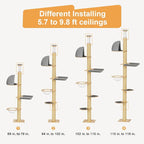 FUKUMARU Floor to Ceiling Cat Tree, 6 Level Adjustable Height Climbing Tower - Image 8