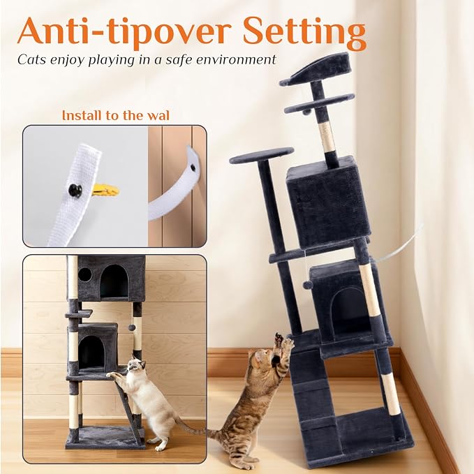 Sweetcrispy 80 Inch Cat Tree Tower, Indoor Cat Condo - Image 2