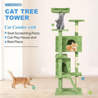 FDW | 70" Cat Tree Tower | Green | Multi-Level Indoor Activity Center - Image 3