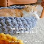 Cat Nest Bed - Premium Self Warming Handwoven Washable Extra Soft Round Cave - Image 2