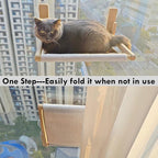 Foldable Cat Window Perch, Natural Wood, 16.5''×12'' Hammock, 35 lbs Weight - Image 3