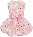 Easter Dog Dress with Pink Bunny Print, Cute Spring Pet Skirt by PohshidoPet