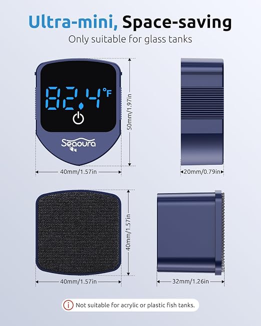 Aquarium Magnetic Cleaner with Thermometer, Fish Aquariums Mini Magnet Brush - Image 3