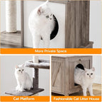 HOOBRO Cat Tree Tower with Litter Box Enclosure Indoor, Wooden Cat Condo with - Image 6