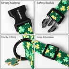 DOGWONG St Patrick's Day Dog Collar-Cute Green Clovers Dog Collars, Adjustable - Image 3