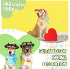 100 Pcs Easter Dog Bandanas Bulk Pet Bibs Colorful Triangle Scarf Pet Bandanas - Image 4