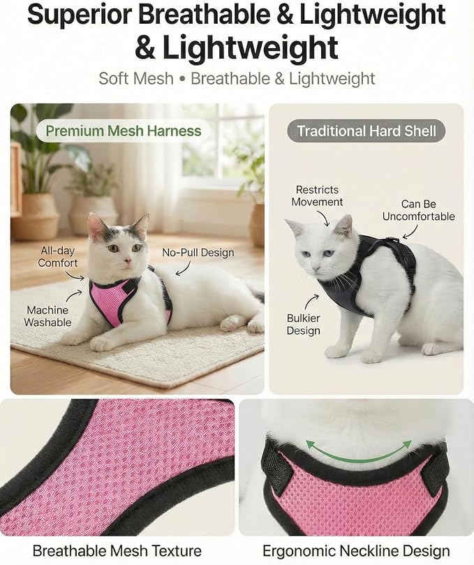 Luxelle 2 Pack Escape-Proof Cat Harness and Leash Set - Image 3