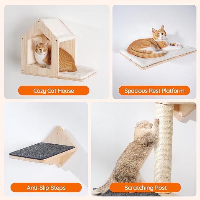 HOOBRO Wood Cat Wall Shelves, Climbing Shelves - Image 7