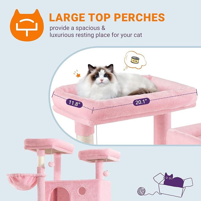 Allewie 81 Inches Tall Cat Tree/Multi-Level Large Climbing Tree House and Towers - Image 4