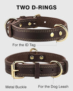 Joytale Leather Dog Collar for Medium Dogs, Genuine Thick Solid Leather - Image 3
