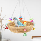 Hypeety Natural Handwoven Straw Nest Bed Large Bird Swing Toy - Image 5