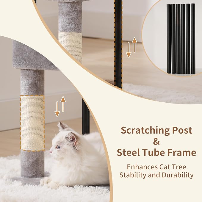 Heybly Cat Tree, 49.2 Inches Cat Tower - Image 8