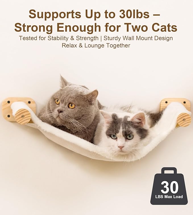 Cat Wall Shelves with 1 Floating Fabric Hammock, 2 Ladders with 4 Steps Each & - Image 6