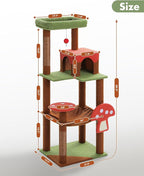 Mushroom Cat Tree Tower with Removable Scratcher, Large Hammock, 3 Sisal Posts - Image 8