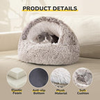 CATISM Plush Hooded Cat Bed, Calming Nest, Self-Warming Cave, Cozy Pod - Image 2