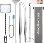 Extra Long Aquarium Aquascaping Tools Kit 8 in 1, Liveek Stainless Steel by Liveek