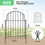 19Pcs Decorative Garden Fence, 20in/20.5ft Rustproof Metal Fences Animal - Image 2