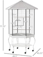 PawHut 44" Hexagon Covered Canopy Portable Aviary Flight Bird Cage - Image 7