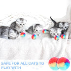 KALIONE 30 Pcs Soft Plush Cat Ball 1.2-inch Rainbow Cat Toy Balls Fuzzy Kitty - Image 7
