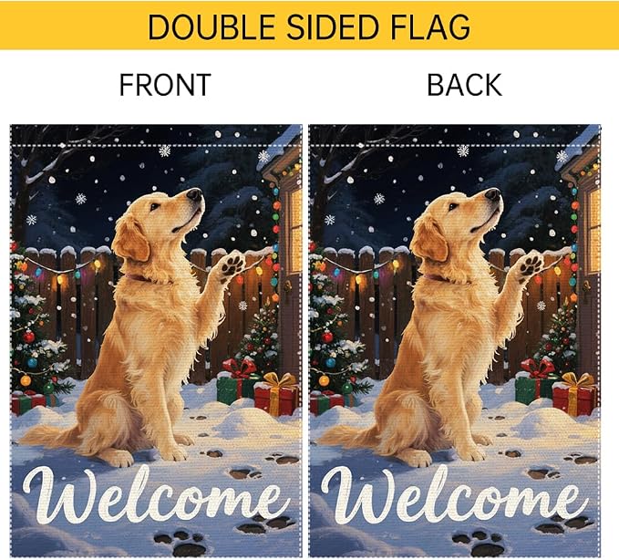 Golden Retriever Welcome Garden Flag 12x18 Inch Double Sided Christmas Winter - Image 6
