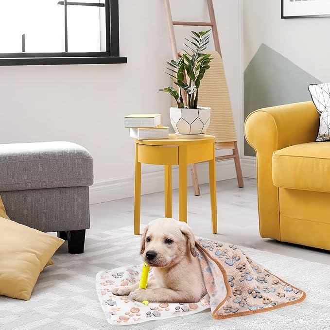 Dono 1 Pack 3 Dog Blankets for Small Dogs, Soft Fluffy Paw Print Pattern Fleece - Image 7