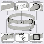 Leather Cat Collar with Buckle and Removable Bell - Image 5