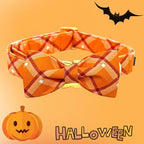 Fall Dog Collar, Pet Collar Bow Orange Plaid Collars Girl Boy Holiday Pet - Image 4